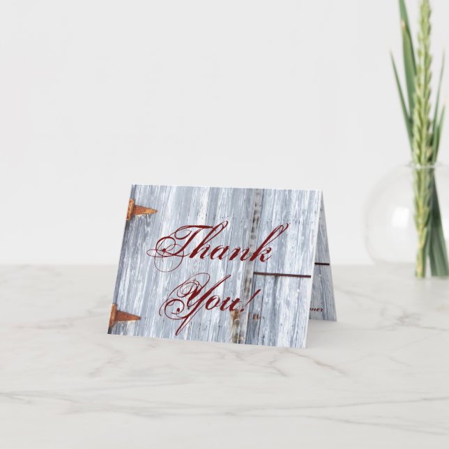 Folded Thank You Card White Wash Wood Barn Door Co (Front)