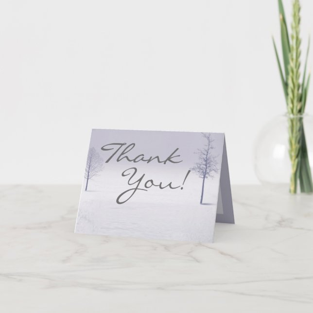 Folded Thank You Card Winter Wonderland Trees Snow (Front)