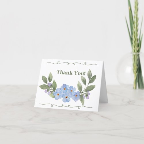 Folded Thank You Card With Blue Forget Me Nots