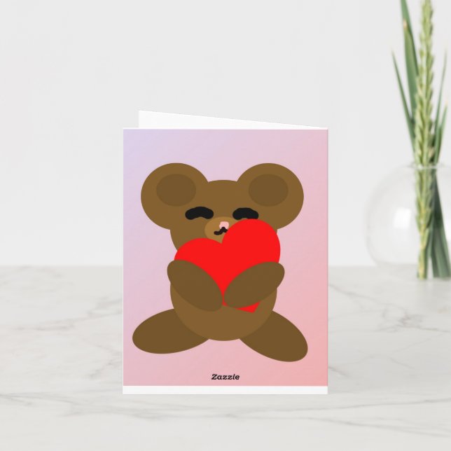 Folded Thank You Card with Cute Teddy Bear (Back)