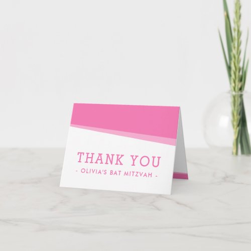 FOLDED THANK YOU simple modern bold angles pink