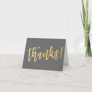 FOLDED THANKS bar mitzvah gold script type Thank You Card