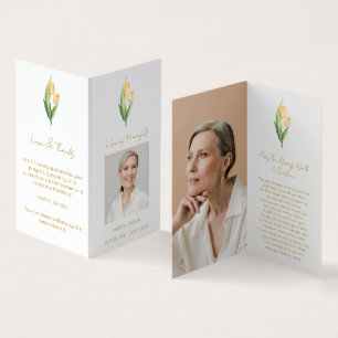 Folded Tulip Photo Funeral Prayer Card