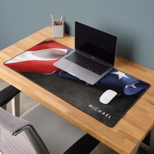 Folded USA Flag Personalized Desk Mat