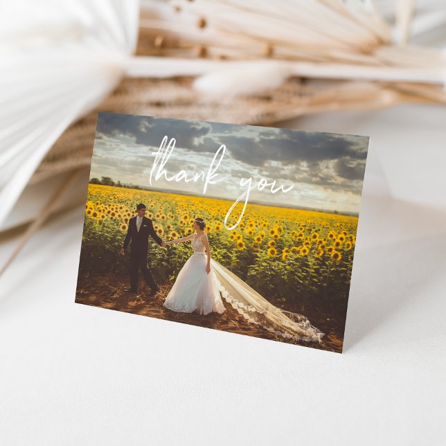 Folded Wedding Thank You Card - White Script (Creator Uploaded)