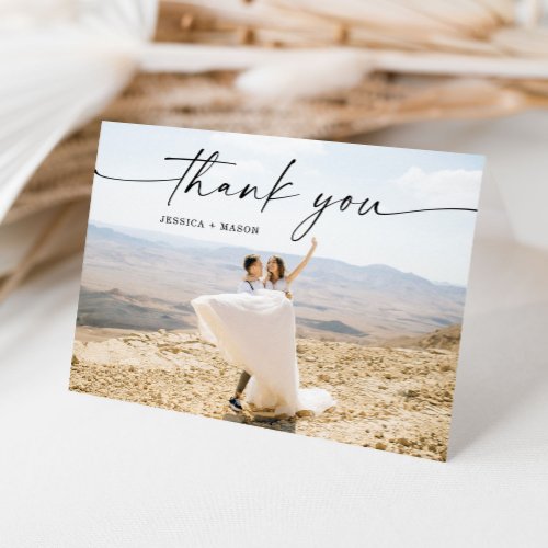 Folded Wedding Thank You Card with Custom Message