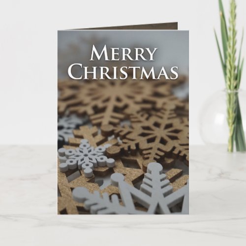 Folded White and Gold Snowflake Christmas Card 