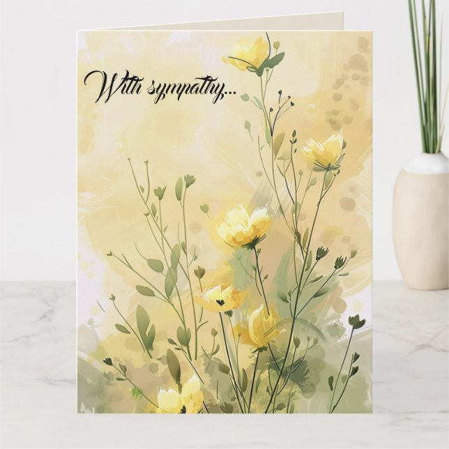 Folded Yellow Flowers Greeting Card (Front)