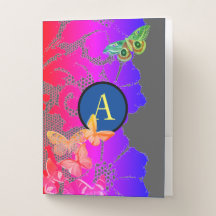 FOLDERS PSYCHODELIC BUTTERFLIES CUSTOM INITIAL
