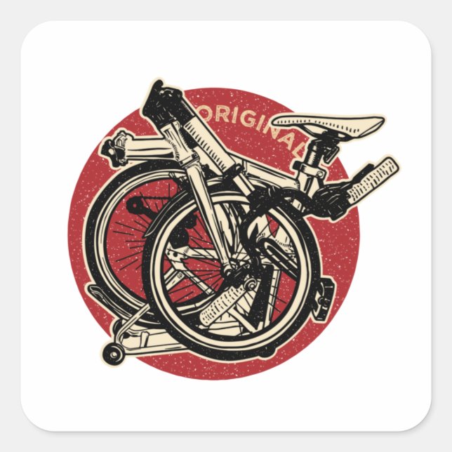 Folding Bike Square Sticker (Front)