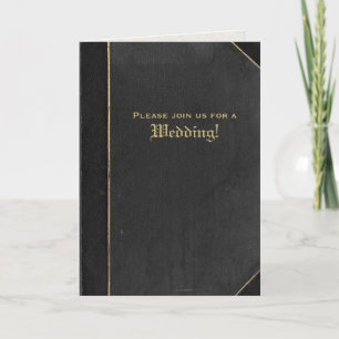 Folding Black Vintage Book Wedding Invitation