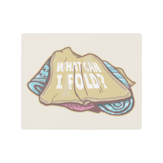 Folding clothes, laundry day metal print (Front)