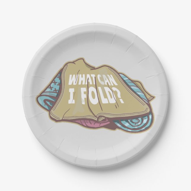 Folding clothes, laundry day paper plates (Front)