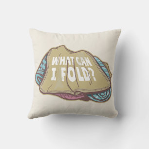 Folding clothes, laundry day throw pillow