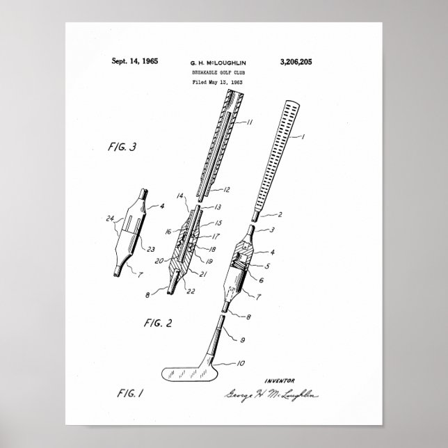 FOLDING GOLF CLUB PATENT - Poster (Front)