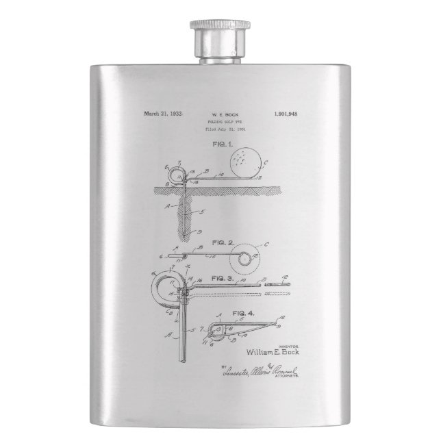 FOLDING GOLF TEE BAG -  Drinks Flask (Front)