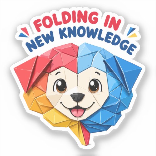 Folding In New Knowledge Cute Origami Dog Sticker