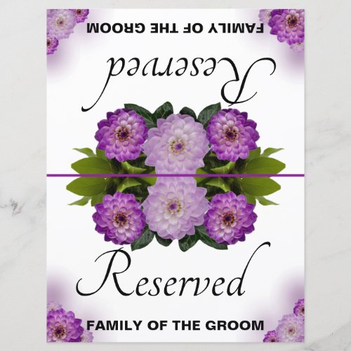 Folding Reserved Family of the Groom Purple Floral