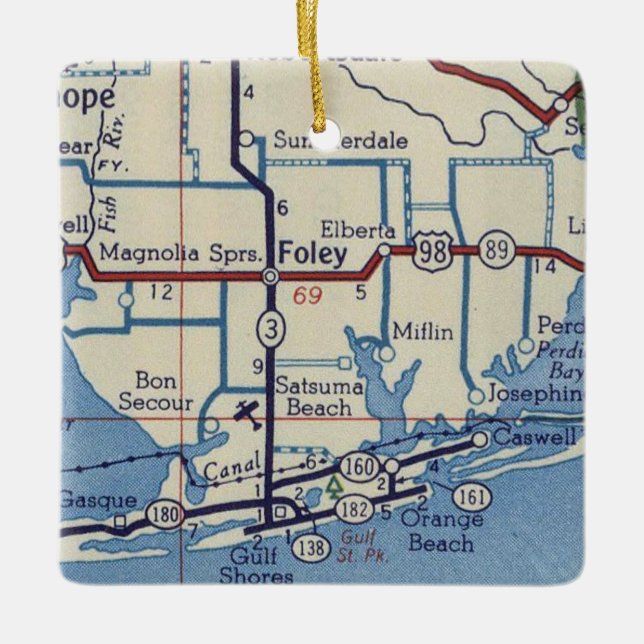 Foley AL Vintage Map Ceramic Ornament (Front)