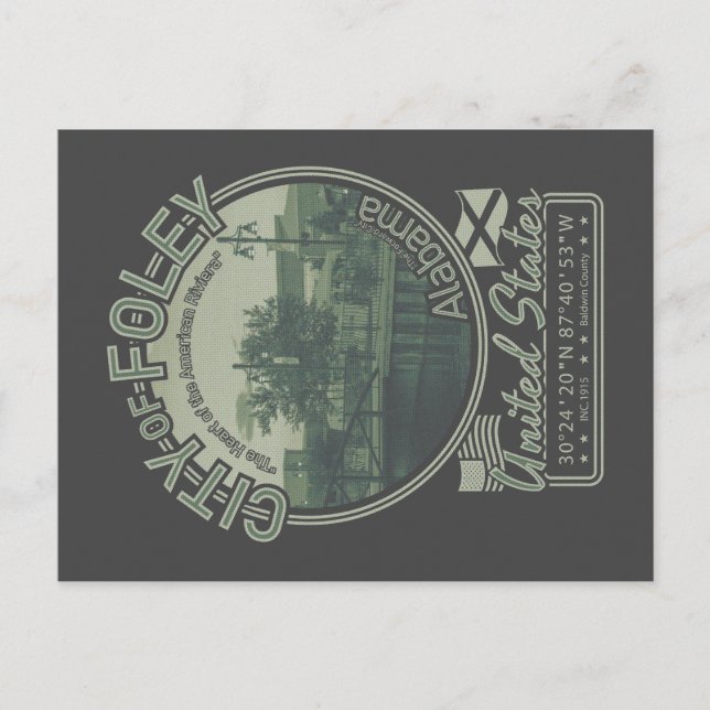 FOLEY ALABAMA - DOWNTOWN FOLEY CITY POSTCARD (Front)