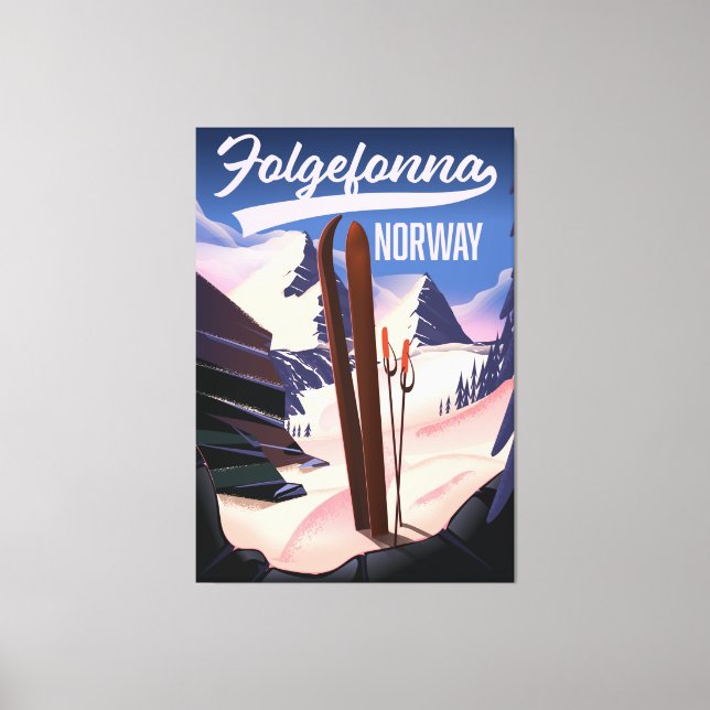 Folgefonna norway ski poster. canvas print (Front)
