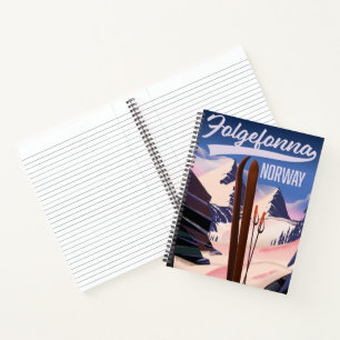 Folgefonna norway ski poster. notebook