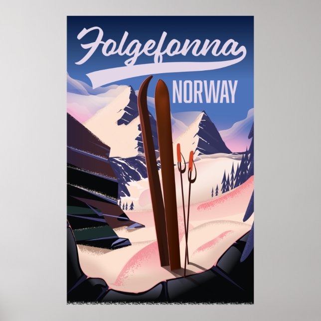 Folgefonna norway ski poster. poster (Front)