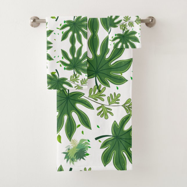 Folhas Verdes Bath Towel Set (Insitu)