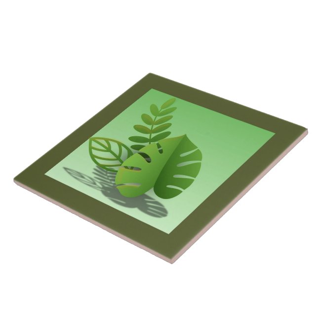 Folhas Verdes Ceramic Tile (Side)