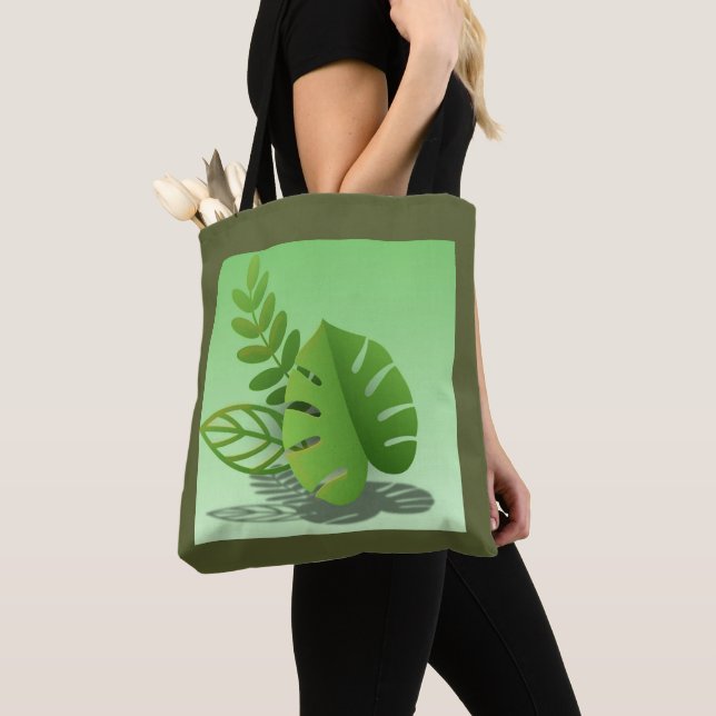Folhas Verdes Tote Bag (Close Up)