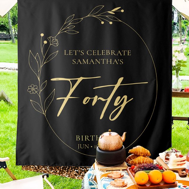 Foliage 40th Birthday Party Backdrop Tapestry (Creator Uploaded)