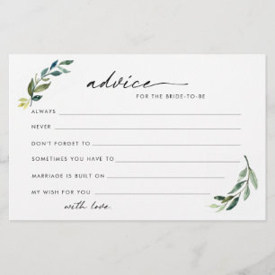 Foliage advice for the bride to be cards flyer