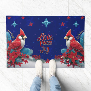 Foliage and Cardinals Christmas Splendor Doormat
