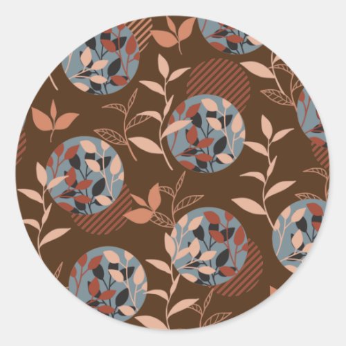 Foliage and Leaves in the Autumn Pattern Classic Round Sticker