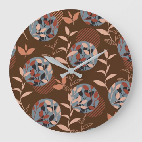 Foliage and Leaves in the Autumn Pattern Large Clock
