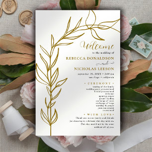 Foliage Arch Calligraphy Wedding Program