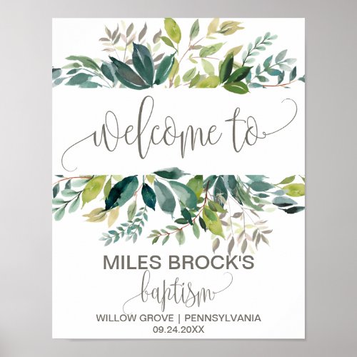 Foliage Baptism Welcome Poster