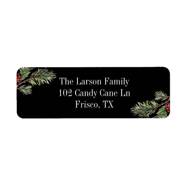 Foliage Black Address Labels (Front)