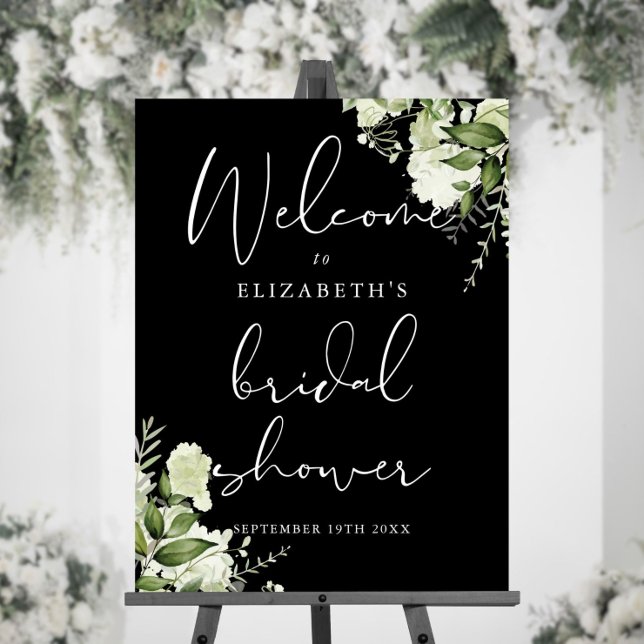 Foliage Black And White Bridal Shower Welcome Sign (Foliage Black And White Bridal Shower Welcome Sign)