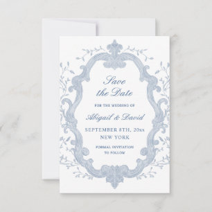 Foliage Blue Crest Wedding Save The Date