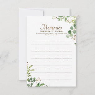 Foliage Botanicals Memories Custom Photo Memorial RSVP Card