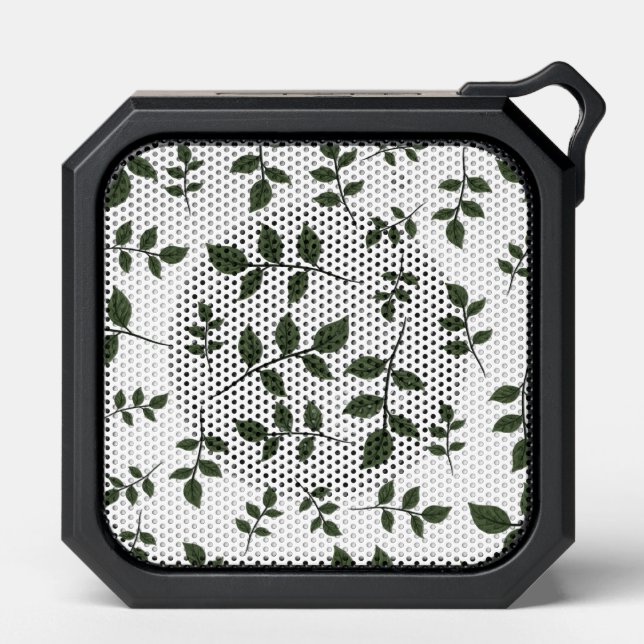 Foliage Branches with Green Leaves on White Bluetooth Speaker (Front)