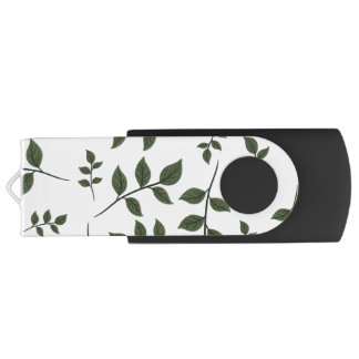 Foliage Branches with Green Leaves on White Flash Drive