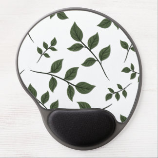 Foliage Branches with Green Leaves on White Gel Mouse Pad