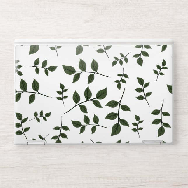Foliage Branches with Green Leaves on White HP Laptop Skin (Front)