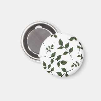 Foliage Branches with Green Leaves on White Magnet