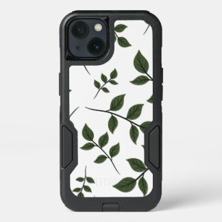 Foliage Branches with Green Leaves on White iPhone 13 Case