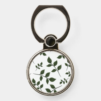 Foliage Branches with Green Leaves on White Phone Ring Stand