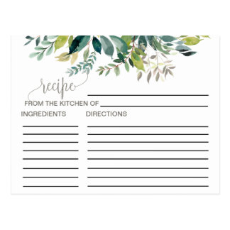 Foliage Bridal Shower Recipe Cards