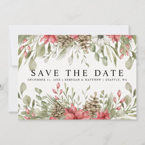 Foliage Christmas Wedding  Photo Save The Date